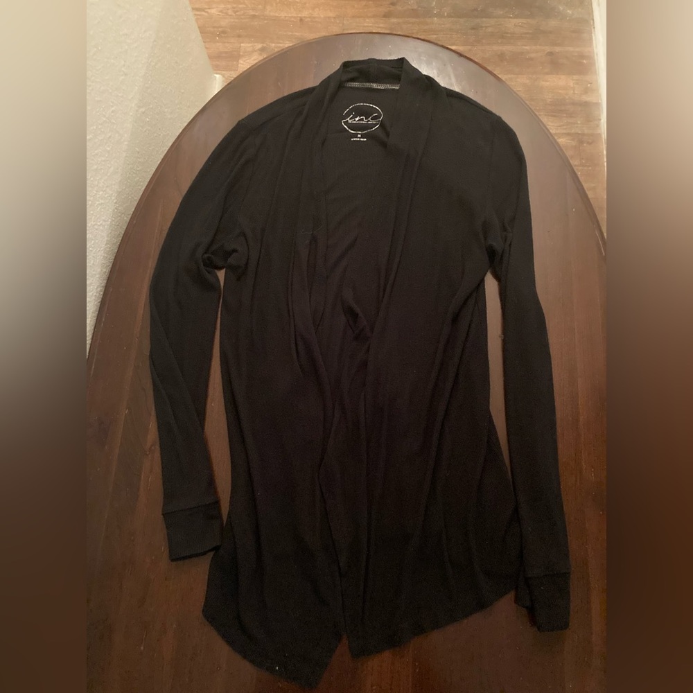 INC International Concepts Womens Wrap Cardigan L Sleeve Top Black Size Medium M